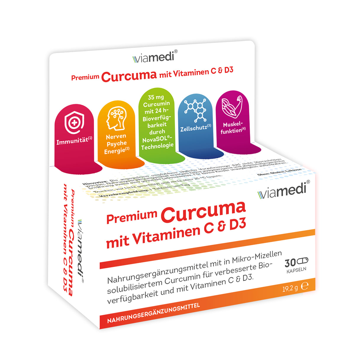 Premium Curcuma mit Vitaminen C & D3 / 90 Kapseln (3x 30)